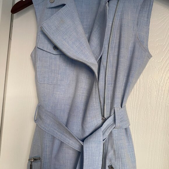 Calvin Klein Light Blue dress with Silver Zipper Accents Size 2P - Picture 3 of 4